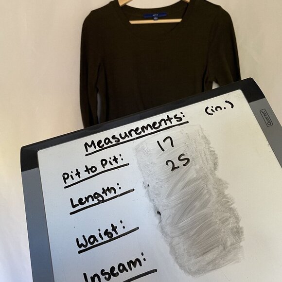 Apt. 9 forest green 3/4 sleeves knit style top women's size small circle neck - Picture 6 of 7